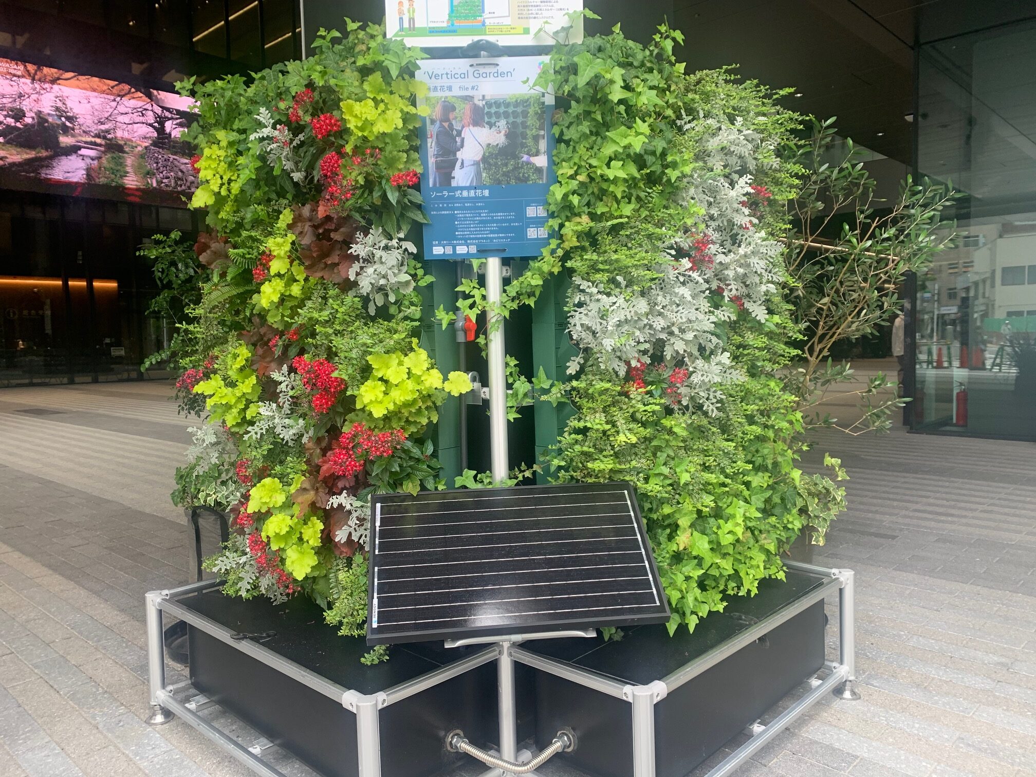 市役所アトリウムの垂直花壇